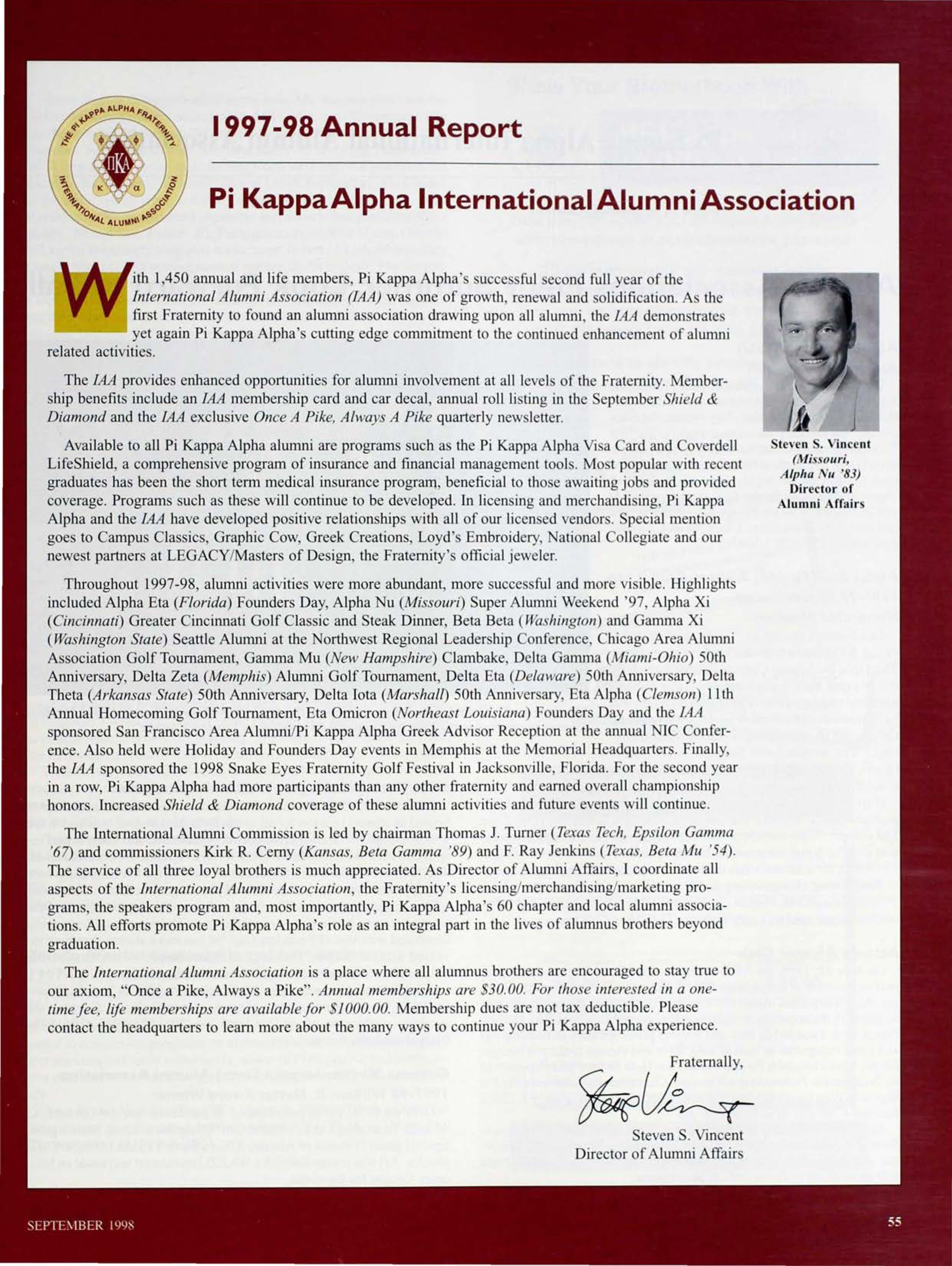 1997-98 Annual Report: Pi Kappa Alpha International Alumni Association